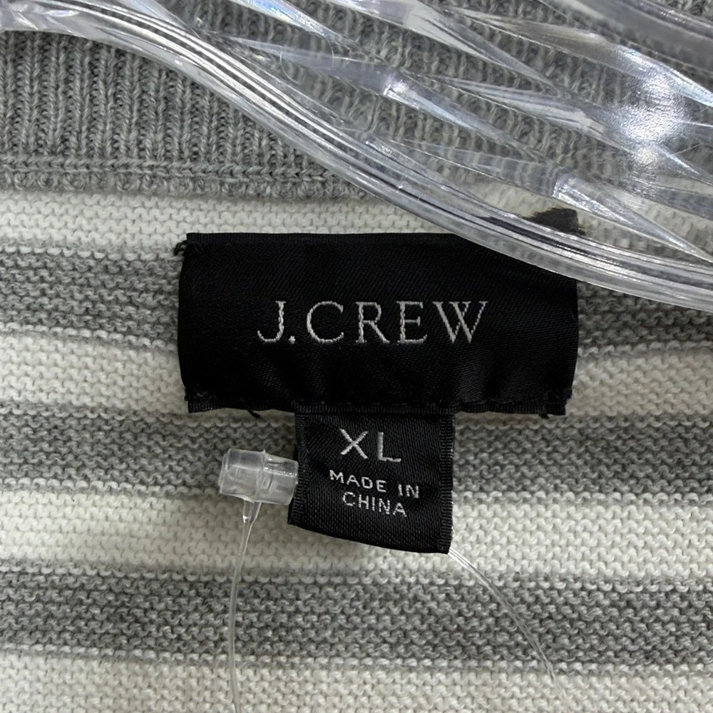 J.Crew Men’s Cotton Crewneck Sweater in striped garter stitch size XL. NWT.